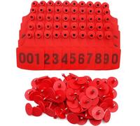 marchi auricolari, 100 set di etichette auricolari for bovini, for cavalli da allevamento, for cervi, strumenti digitali Tplastic 201-300/1-100(Red,.301 400)