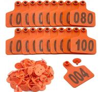 marchi auricolari, 100 set di etichette auricolari for bovini, for cavalli da allevamento, for cervi, strumenti digitali Tplastic 201-300/1-100(Orange,201 300)