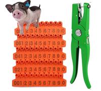 marchi auricolari, 100 set for l'identificazione di suini e vitelli con etichettatrice auricolare in TPU 1 applicatore a pinza 201-300/301-400(Orange,101 200)