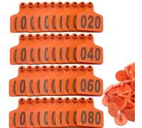 Marchi auricolari di identificazione degli animali in plastica PE | Multicolor 001-1000 100 pezzi Identificazione del bestiame for la gestione dell'azienda agricola(Orange,001-100)