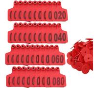Marchi auricolari di identificazione degli animali in plastica PE | Multicolor 001-1000 100 pezzi Identificazione del bestiame for la gestione dell'azienda agricola(Red,201-300)