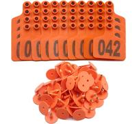 Marchi auricolari for maiali, numerati, for, pecore, mucche, capre, vitelli, bestiame, orecchie T001-100 Rosso/Rosso/201-300(Orange,101 200)