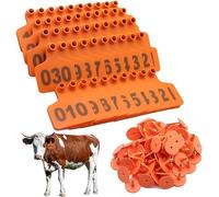Marchi auricolari in plastica per bestiame, Etichette auricolari for bestiame 1-1000 Confezione da 100 multicolore 60 mm x 75 mm(Orange,101-200)