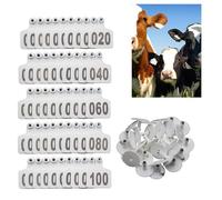 Marchi Auricolari Numerati 001-100 In Plastica Resistente, Stampa Laser Indelebile, Identificazione Bestiame For Bovini Ovini Caprini E Suini, Gestione Mandrie(White)