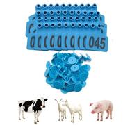 Marchi Auricolari Numerati 001-100 In Plastica Resistente, Stampa Laser Indelebile, Identificazione Bestiame For Bovini Ovini Caprini E Suini, Gestione Mandrie(Blue)