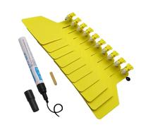 marchi auricolari per bestiame, Etichette identificative for orecchie di bovino monopezzo in TPU multicolore 50-100 pezzi con penna(Yellow,50pcs+pen)