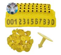 Marchi auricolari per bestiame in plastica, etichetta auricolare for l'identificazione degli animali a forma di mucca adatta(Yellow 4 * 5cm,201 300)