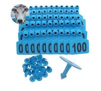 Marchi auricolari per bestiame in plastica, etichetta auricolare for l'identificazione degli animali a forma di mucca adatta(Blue 4 * 5cm,301 400)