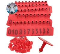 Marchi auricolari per bestiame in plastica, etichetta auricolare for l'identificazione degli animali a forma di mucca adatta(Red 4 * 5cm,301 400)