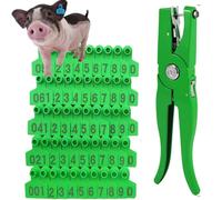 Marchi auricolari per bestiame Marchi di identific Kit di marche auricolari for bestiame multicolore numerate 001-500 con applicatore(Green,401 500)