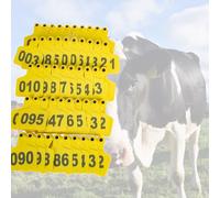 marchi auricolari per bovini, marchio auricolare p Etichette auricolari for bovini con numeri Etichette auricolari for l'identificazione del bestiame(Yellow 6 * 7.5cm,001 100)
