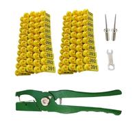 Marchi auricolari per bovini,Tag per bovini, Marchi auricolari di capra numerati 001-100 con pinza, 100 targhette per animali da allevamento, targhette per orecchini per identificazione animali per fa