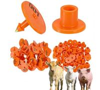Marchi auricolari rotondi da 100 pezzi, marchi auricolari luminosi con numero di bestiame adatti per suini, bovini, pecore, capre e bovini (numero 001-1000) arancione 501-600