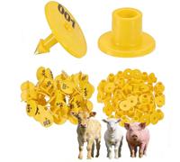 Marchi auricolari rotondi da 100 pezzi, marchi auricolari luminosi con numero di bestiame adatti per suini, bovini, pecore, capre e bovini (numero 001-1000) yellow 601-700