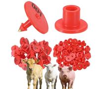 Marchi auricolari rotondi da 100 pezzi, marchi auricolari luminosi con numero di bestiame adatti per suini, bovini, pecore, capre e bovini (numero 001-1000) rosso 401-500