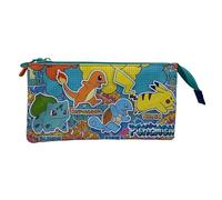 CYPBRANDS Marchi CyP - Pokémon - Astuccio triplo, custodia da trasporto, 5 scomparti, materiale scolastico, custodia trolley. Colori urbani. Prodotto ufficiale multicolore