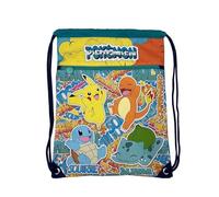 Marchi CyP - Zaino Pokémon, Sacco, Borsa con lacci, Colori urbani, Multicolor, Pikachu, Charmander, Squirtle, Bulbasaur, Prodotto ufficiale