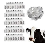 Marchi per bestiame in TPU, Confezione di etichette auricolari for bestiame da 100 misure multiple for bovini, ovini, caprini, suini(White,001-100)