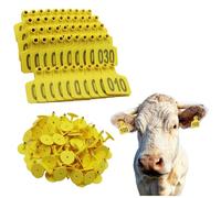 Marchi per bestiame in TPU, Confezione di etichette auricolari for bestiame da 100 misure multiple for bovini, ovini, caprini, suini(Yellow,601-700)