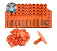 Marchi per bestiame in TPU, Etichette auricolari for bestiame con numeri 1-500 Confezione da 100 for mucche, vitelli, maiali(Orange 6 * 7.5cm,101-200)