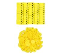 Marchi per bestiame - Marchi auricolari per pecore Orecchini con testa in rame da 100 pezzi Tag 001-100 Numero o nessuna parola Etichetta identificativa animale fattoria multicolore(Yellow)