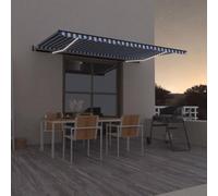 Marchigia a braccio snodato automatico con illuminazione a LED e sensore vento, 500 x 300 cm, resistente ai raggi UV e all'acqua, per terrazza, giardino, balcone