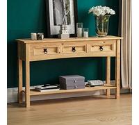 Marchio Amazon - Movian Consolle Corona, 3 cassetti con ripiano per spazio extra, legno di pino massello, 73 x 123 x 34 cm