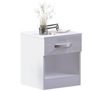 Marchio Amazon - Movian Lucido 1 Cassetti Comodino, Bianca, 47 x 40 x 36 cm