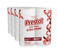 Marchio Amazon - Presto! Carta igienica ultra resistente, 2 veli, 308 fogli, 6 rotoli mega, senza profumo, confezione da 6 (confezione da 1)