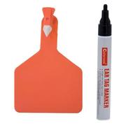 Marchio auricolare Carta d'identità per bestiame 50 pezzi/100 pezzi Z Tag vuoto grande, un pezzo grande TPU etichette auricolari for bestiame(Orange,100pcs+pen)