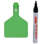 Marchio auricolare Carta d'identità per bestiame 50 pezzi/100 pezzi Z Tag vuoto grande, un pezzo grande TPU etichette auricolari for bestiame(Green,100pcs+pen)