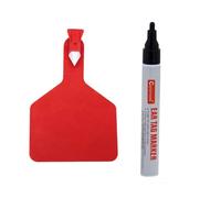 Marchio auricolare Carta d'identità per bestiame 50 pezzi/100 pezzi Z Tag vuoto grande, un pezzo grande TPU etichette auricolari for bestiame(Red,50pcs+pen)