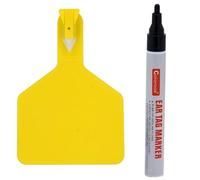Marchio auricolare Carta d'identità per bestiame 50 pezzi/100 pezzi Z Tag vuoto grande, un pezzo grande TPU etichette auricolari for bestiame(Yellow,100pcs+pen)