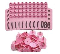 Marchio auricolare Marchi auricolari for bestiame for bovini in PE | Multicolor 40x48 mm Bovini Ovini Suini: 100 Pezzi da 001 a 100 Marchi auricolari di identificazione(Pink)