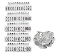 Marchio auricolare Marchi auricolari for bestiame for bovini in PE | Multicolor 40x48 mm Bovini Ovini Suini: 100 Pezzi da 001 a 100 Marchi auricolari di identificazione(White)