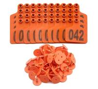 Marchio auricolare Marchi auricolari for bestiame for bovini in PE | Multicolor 40x48 mm Bovini Ovini Suini: 100 Pezzi da 001 a 100 Marchi auricolari di identificazione(Orange)