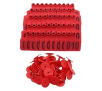 Marchio auricolare Marchi auricolari for bestiame for bovini in PE | Multicolor 40x48 mm Bovini Ovini Suini: 100 Pezzi da 001 a 100 Marchi auricolari di identificazione(Red)