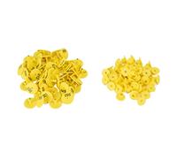 Marchio auricolare per bestiame con numeri 100 pezzi Marchio auricolare rotondo per maiale Anti caduta Materiale TPU durevole per volpi, maiali, pecore, allevamento Identificazione (Giallo)