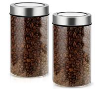Marchio Barattolo Per Caffè Ermetico: Set Da 2, 800ml, Vetro Borosilicato In Acciaio Inossidabile, Coperchio Sottovuoto, Ideale Per Chicchi Di Caffè & Tè (90 * 160 mm)