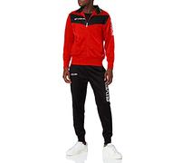 Marchio Givova - modello Tuta Visa - completo di giacca con zip intera a manica lunga e pantalone - per uomo sportivo / giocatore / atleta - adatto per l ' allenamento - partite - torneo - tempo libero - ideale per il calcio / basket / baseball / pallavolo / rugby / boxe / tennis / corsa / ginnastica / sport / Home Shop Italia (Rosso/Nero, XL)