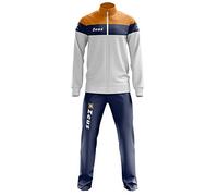 MARCHIO ZEUS - MODELLO RELAX TUTA LYBRA - PER UOMO SPORTIVO / GIOCATORE / ATLETA - ADATTO PER L ' ALLENAMENTO - PARTITE - TORNEO - IDEALE PER IL CALCIO / BASKET / BASEBALL / PALLAVOLO / GINNASTICA / BOXE / TENNIS / CORSA / SPORT / HOME SHOP ITALIA (BLU-BIANCO-ARANCIO, XXXL)