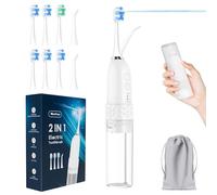 Marchpower 2-IN-1 Spazzolino Elettrico e Idropulsore Dentale Portatile con 3 Testine Morbide Originali & 1 Beccuccio