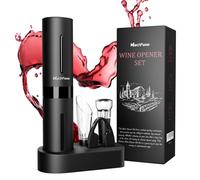 Marchpower Set Cavatappi Elettrico per Vino a Batterie 5 in 1, Apribottiglie Elettrico Include Versatore, Cavatappi elettrico, Tagliacapsule, Tappo per Bottiglia Sottovuoto, Base d'Appoggio ABS