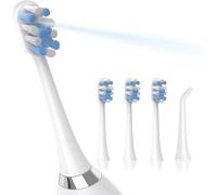 Marchpower Testine di Ricambio con Filo Interdentale - Set Originale di 3 Testine e 1 Beccuccio, Compatibile con lo Spazzolino Elettrico Marchpower 2 IN 1, Blu Morbido