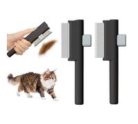 Marchul Set di 2 pettini per cani e gatti, per cani e gatti, con pulsante di rilascio e denti rotondi in acciaio inox, per rimuovere peli opachi e sciolti, colore nero