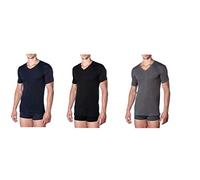 marcLuis - Mezza Manica Scollo a V, Caldo Cotone Felpato, Uomo, Bianco e Colorato (3 Pezzi 1Blu, 1Nero, 1Grigio, M)