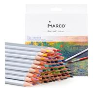 MARCO 7120 Matite Colorate Idrosolubili - 72 Vividi Colori, Mine Grosse a Gesso in Legno Esagonale, Scatola di Carta per Pittori Professionistie Amanti della Pittura