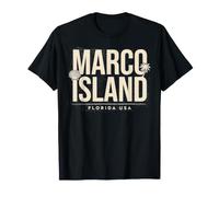 Marco Island Florida Bold Vintage Viaggio Souvenir Maglietta