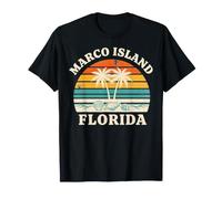 Marco Island Florida Retro Tramonto Viaggio Souvenir Maglietta