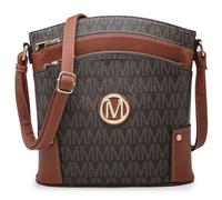 MARCO M KELLY Borse a tracolla borse per le donne alla moda multi tasche monogramma zip borse a tracolla da donna in pelle PU, Caff, Large
